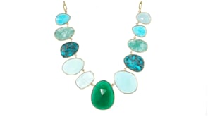 48.00 ct. t.w. Multi-Gemstone Bib Necklace in 18kt Gold Over Sterling