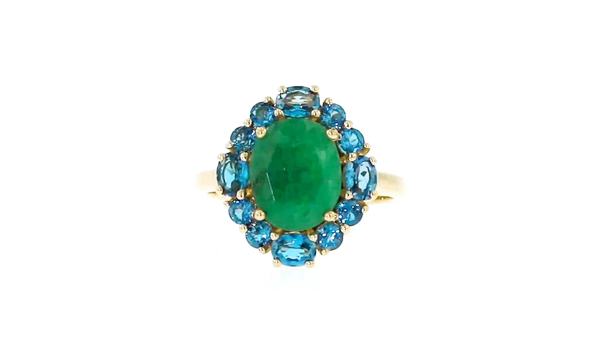 2.80 Carat Emerald and 1.40 ct. t.w. London Blue Topaz Ring in
