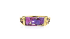 Purple Turquoise and .10 ct. t.w. Amethyst Ring in 18kt Gold Over Sterling