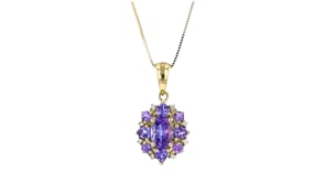 1.40 ct. t.w. Tanzanite Pendant Necklace with Diamonds in 14kt Yellow Gold