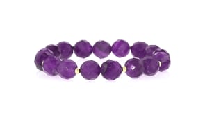 110.00 ct. t.w. Amethyst Bead Stretch Bracelet with 14kt Yellow Gold