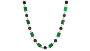 35.00 ct. t.w. Emerald and 18.00 ct. t.w. Sapphire Necklace in 18kt Gold Over Sterling