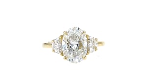 3.60 ct. t.w. Oval and Half-Moon Lab-Grown Diamond Ring in 14kt Yellow Gold