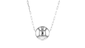 Italian Sterling Silver Bead Paper Clip Link Necklace