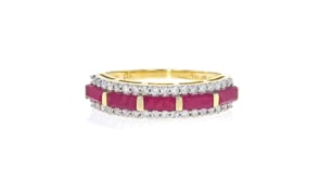 1.30 ct. t.w. Ruby and .29 ct. t.w. Diamond Ring in 14kt Yellow Gold