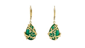 10.00 ct. t.w. Emerald Vine Drop Earrings in 18kt Gold Over Sterling