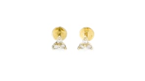 Diamond Three-Stone Flat-Back Stud Earrings in 14kt Yellow Gold