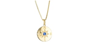 Sapphire Compass Charm in 14kt Yellow Gold