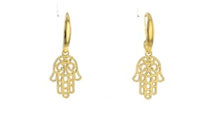 Italian 18kt Gold Vermeil Hamsa Drop Earrings