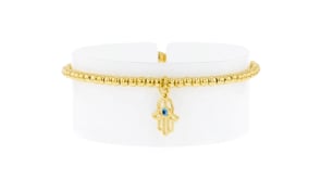 Italian 3mm 18kt Gold Vermeil Hamsa Bead Stretch Bracelet