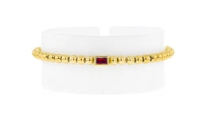 .20 Carat Lab-Grown Ruby and 18kt Gold Vermeil Bead Stretch Bracelet