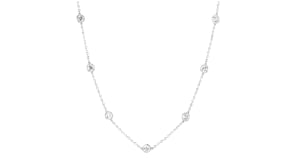 3.00 ct. t.w. Bezel-Set Lab-Grown Diamond Station Necklace in 14kt White Gold