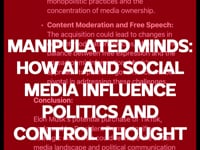 Manipulated Minds: How AI and Social Media Influence Politics and Control Thought