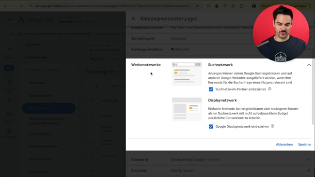 Suchnetzwerk-Partner und Displaynetzwerk in SN-Kampagnen auswerten