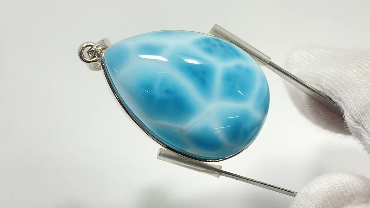 動画】【1点もの】ラリマーAAA ペンダントトップ SILVER925製 NO.7