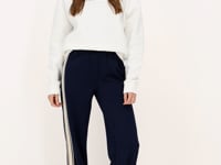 Dark blue wide leg pants with tape | My Jewellery