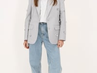 Gray blazer with silver 3D flowers | My Jewellery