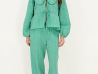 Green striped wide leg trousers | My Jewellery