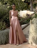 Video: Sanitized long gown  with floaty skirt and adjustable straps