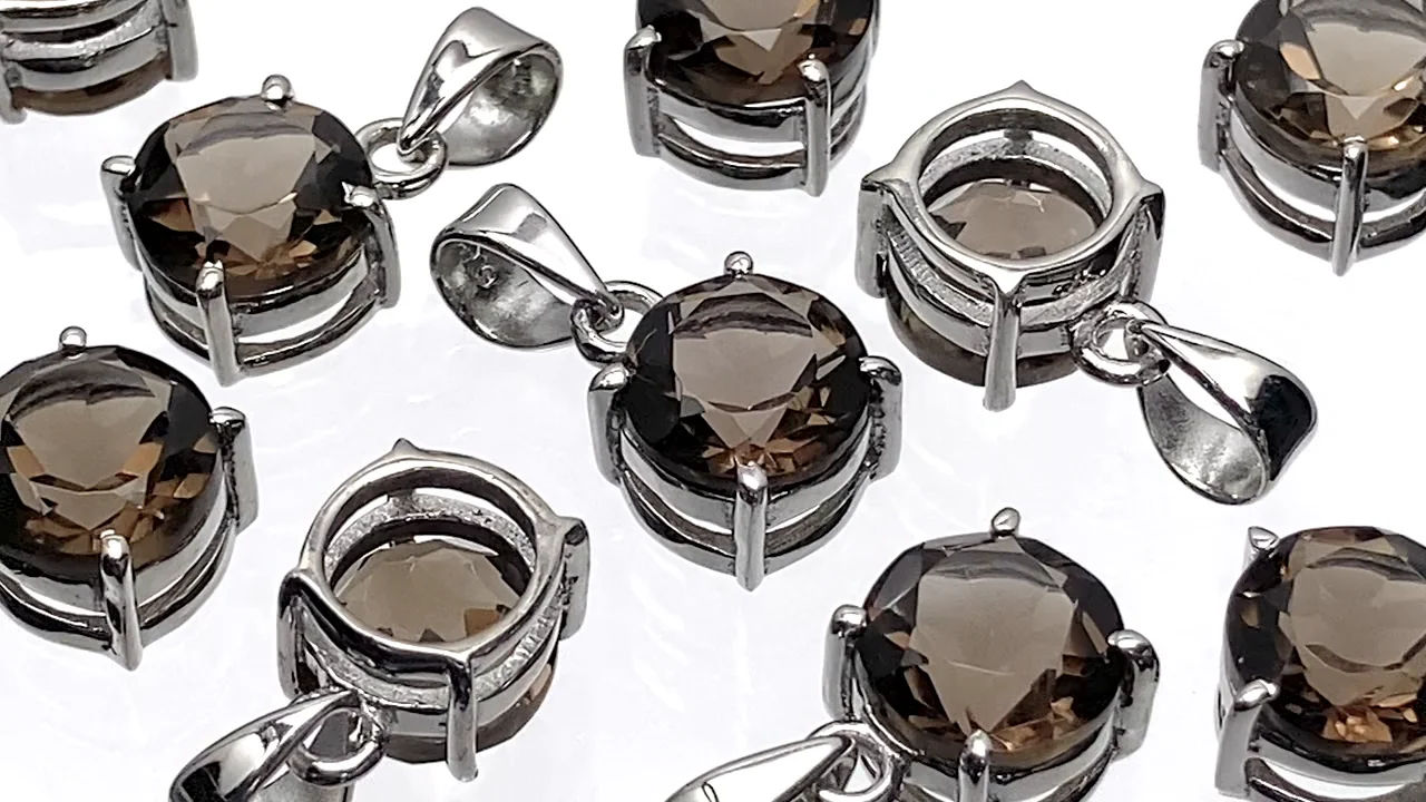 宝石質スモーキークォーツ AAA ラウンドファセットカット8×8mm