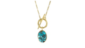 Turquoise Toggle Necklace in 18kt Gold Over Sterling