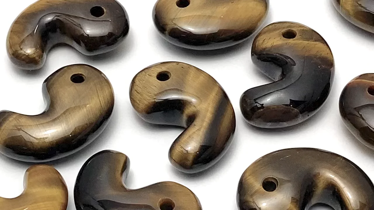 イエロータイガーアイ 勾玉 30×20mm 3個｜天然石ビーズ・ルース