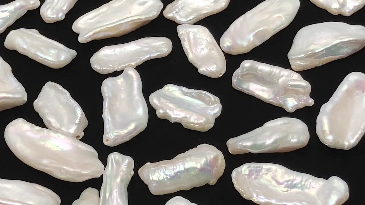 淡水真珠 ケシパール ルース バロック14~26mm 【片穴】 ホワイト 4粒