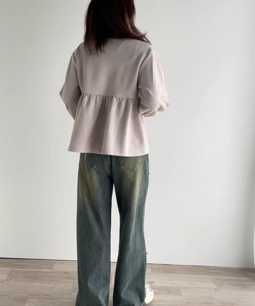 mily bilet】スウェードポンチへプラムダブルジップカーディガン