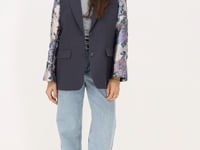 Dark grey blazer with jacquard sleeves | My Jewellery