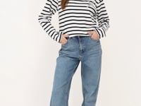 Black and white striped T-shirt with long sleeves and bow tie | My Jewellery