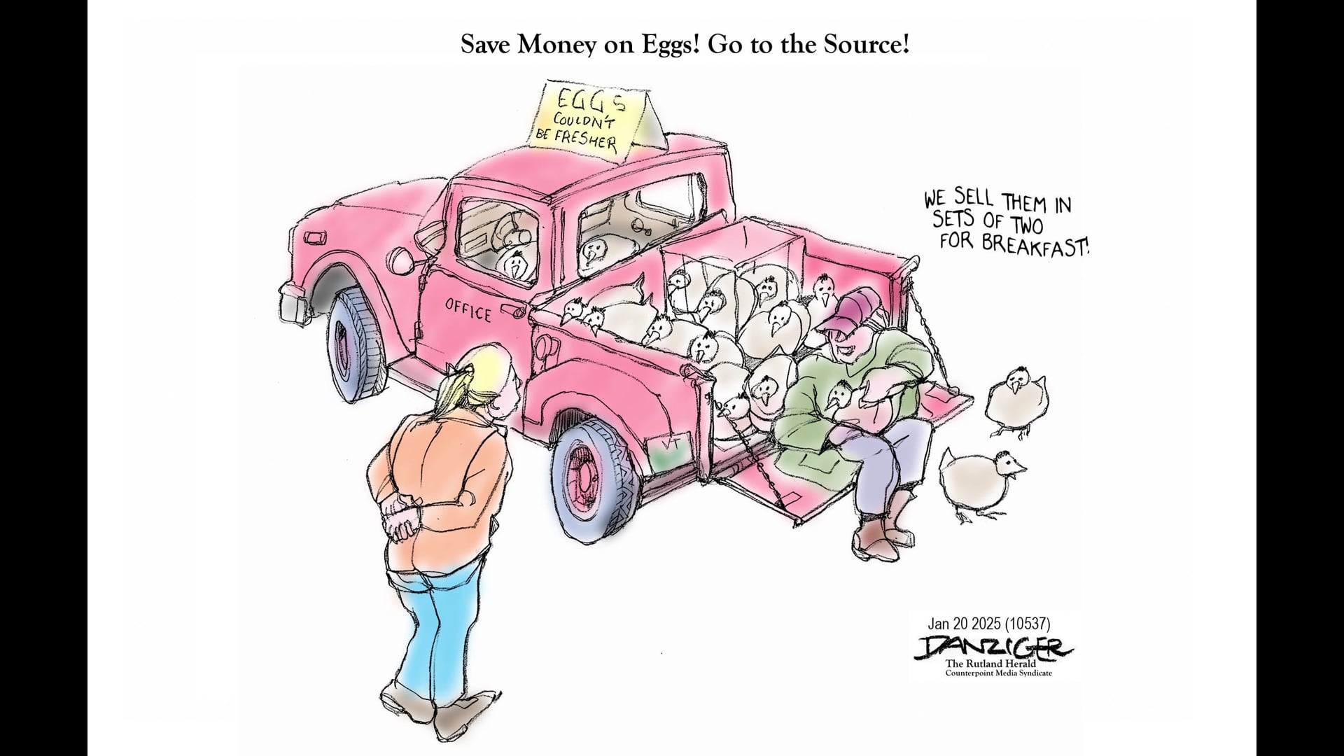 Danziger Live-Cartoon: Very Fresh Eggs