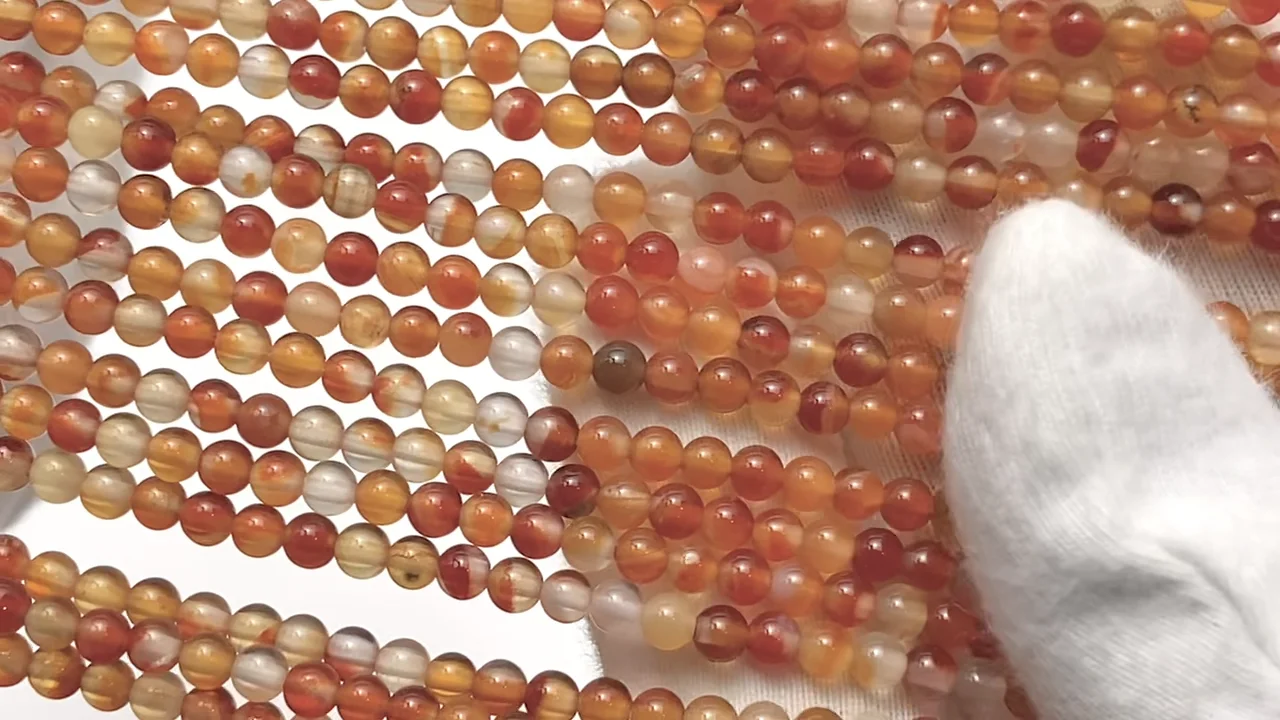 ミックスカーネリアン ラウンド3mm 1連｜天然石ビーズの卸問屋