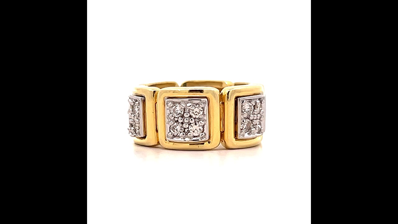 18 Flexible Diamond Ring in 18k Yellow & White Gold – Filigree 