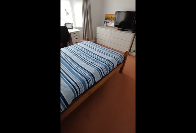 Video 1: Double bed, bookcase & large white desk