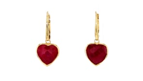 11.00 ct. t.w. Ruby Heart Drop Earrings in 18kt Gold Over Sterling
