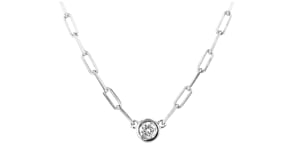 .10 Carat Bezel-Set Diamond Paper Clip Link Necklace in Sterling Silver