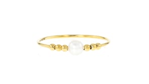 Italian 3.5-4mm Cultured Pearl and Bead Ring in 14kt Yellow Gold