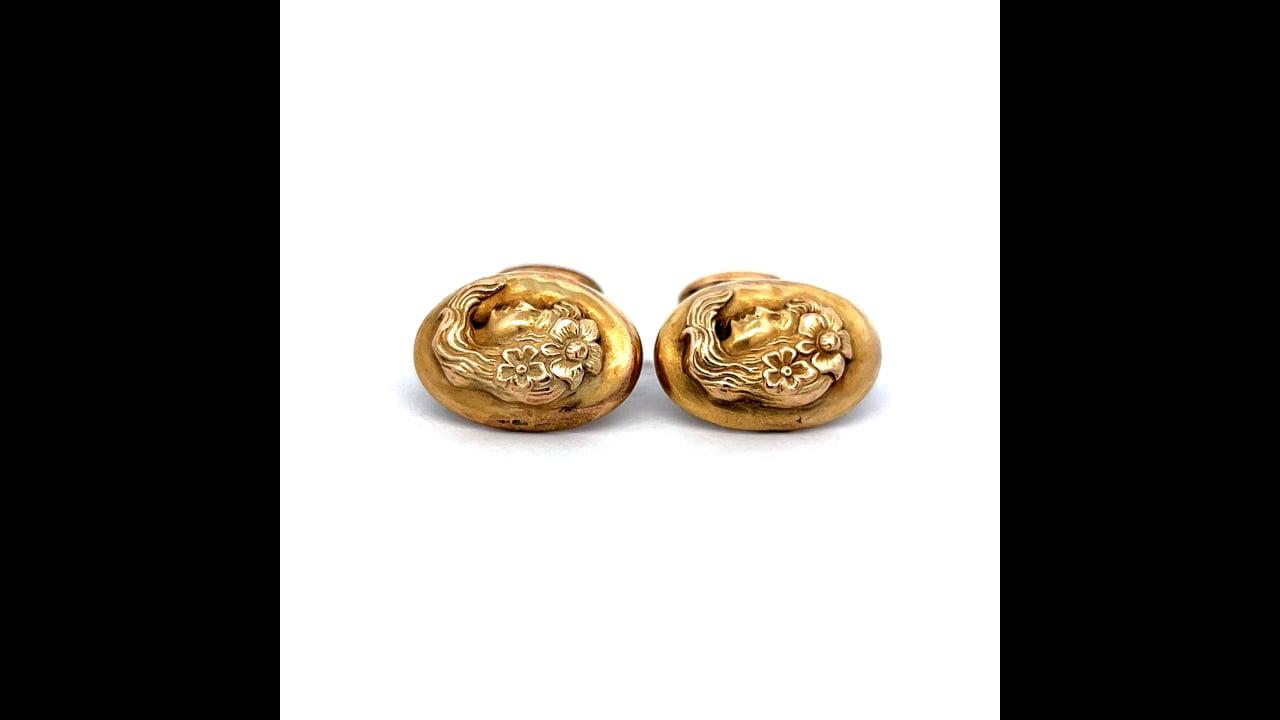 Antique Art Nouveau Cufflinks in 14k Yellow Gold – Filigree Jewelers
