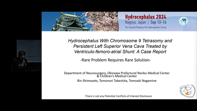 Hydrocephalus with chromosome 9 tetrasomy and persistent left superior vena cava treated by Ventriculo-femoro-atrial shunt A cas