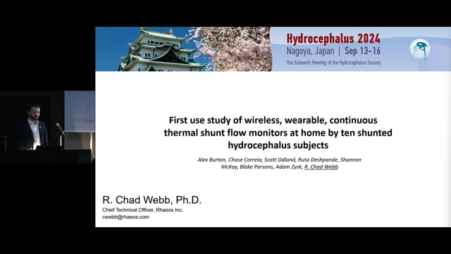 First use study of wireless, wearable, continuous thermal shunt flow monitors at home by ten shunted hydrocephalus subjects - R.