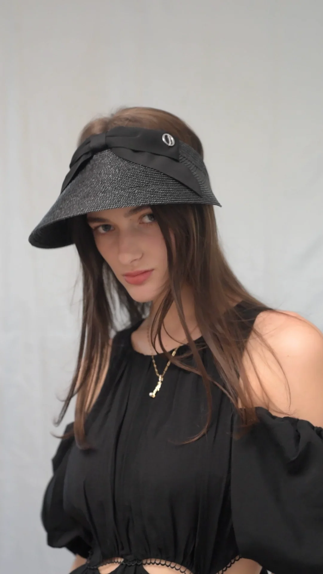 Chapeau d' O Front Ribbon MUGI Visor | 56cm~58cm(97) BLACK Chapeau d' O Front Ribbon MUGI Visor | 56cm~58cm(97) BLACK