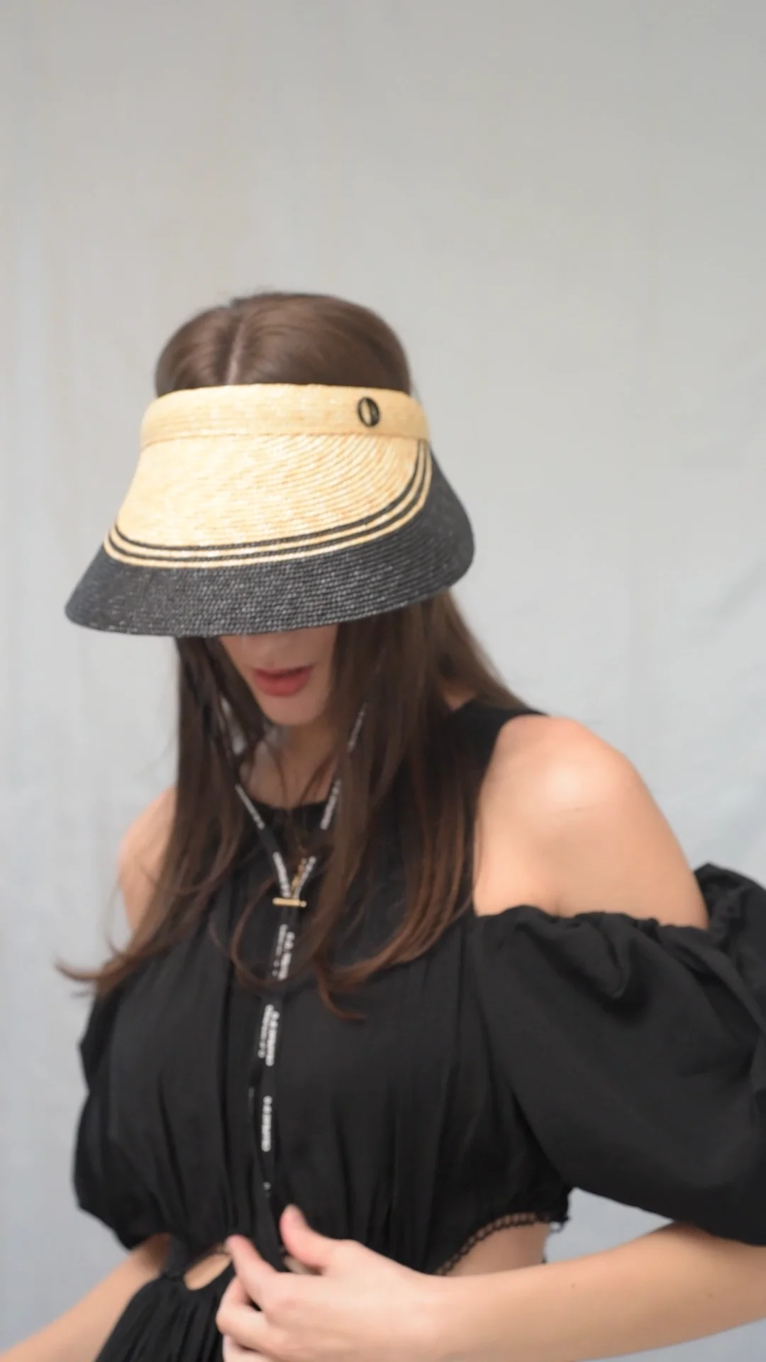 Chapeau d' O Bicolor MUGI Visor | 56cm~58cm(97) BLACK (01 Chapeau d' O Bicolor MUGI Visor | 56cm~58cm(97) BLACK (01