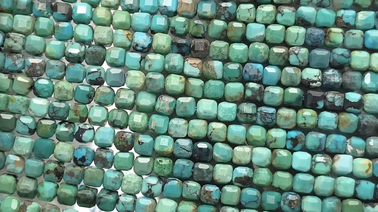 ターコイズ キューブカット3×3×3mm 1連｜天然石ビーズの卸問屋・通販