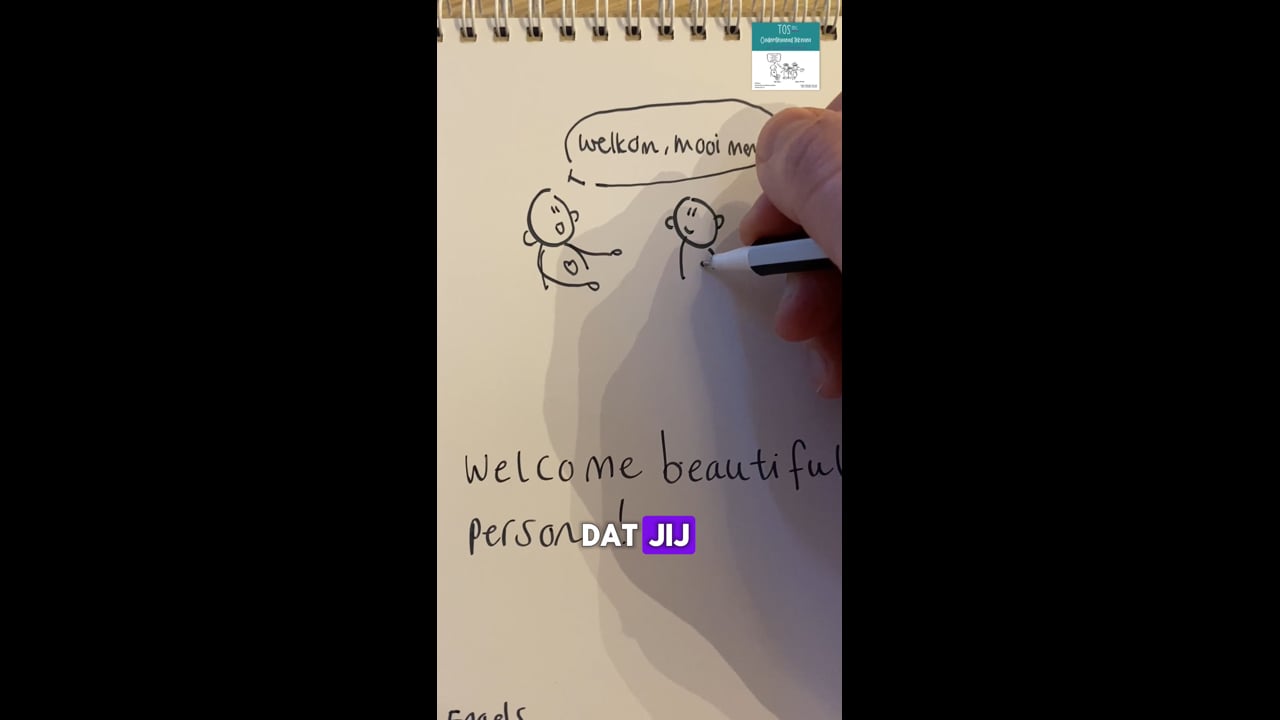 Engels: welkom mooi mens!