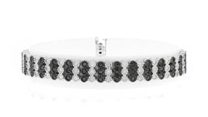 3.00 ct. t.w. Black and White Diamond Three-Row Bracelet in Sterling Silver