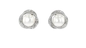 9-9.5mm Cultured Pearl and .70 ct. t.w. White Topaz Earrings in Sterling Silver