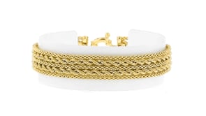 Italian 14kt Yellow Gold Alternating Rope and Popcorn-Chain Bracelet
