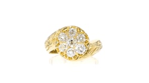C. 1950 Vintage 1.40 ct. t.w. Diamond Flower Ring in 14kt Yellow Gold