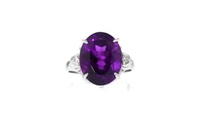C. 1990 Vintage 6.65 Carat Amethyst Ring with Diamonds in Platinum