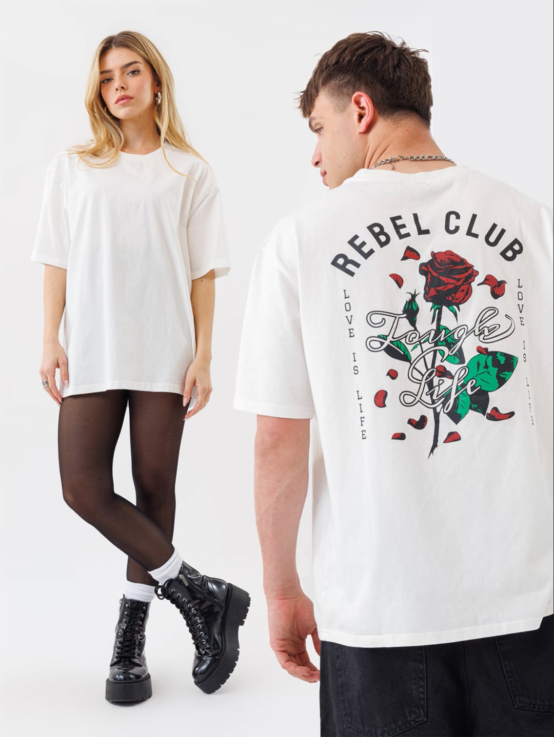 טי-שרט בויפרנד הדפס ורדים